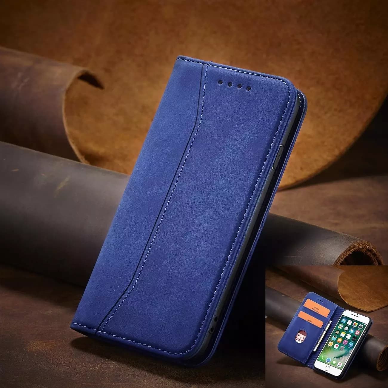 

Magnet Fancy Case etui do iPhone SE 2022 / SE 2020 / iPhone 8 / iPhone 7 pokrowiec portfel na karty kartę podstawka niebieski