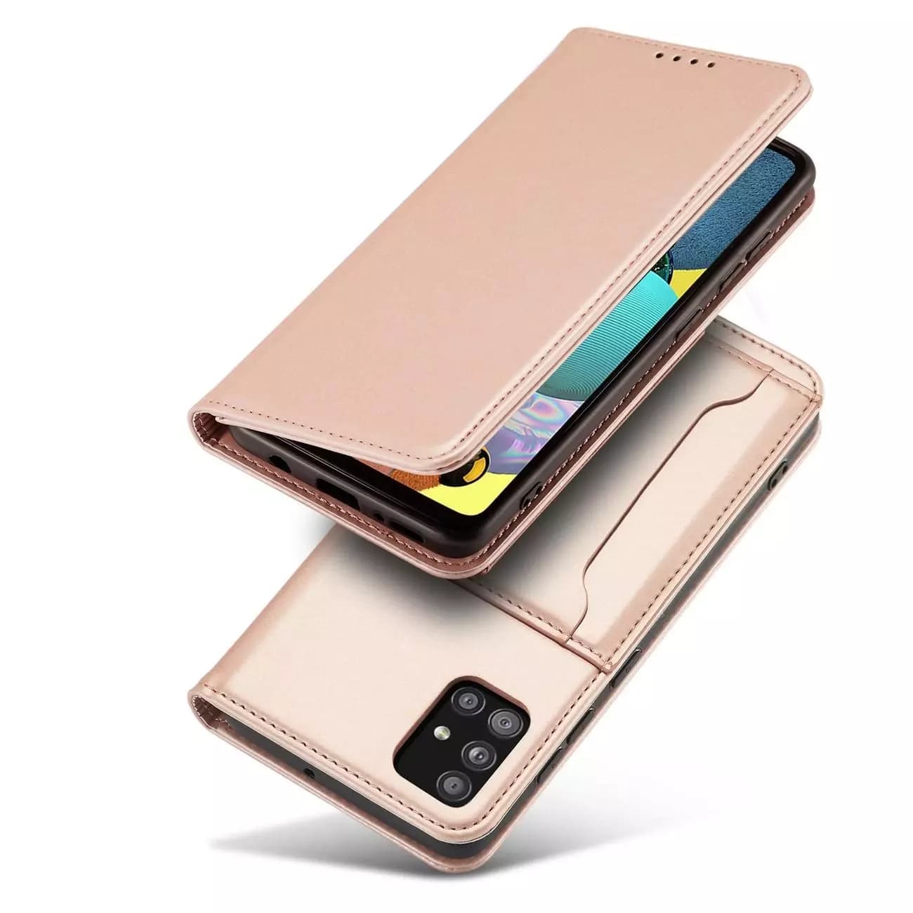 

Magnet Card Case etui do Xiaomi Redmi Note 11 Pro pokrowiec portfel na karty kartę podstawka różowy