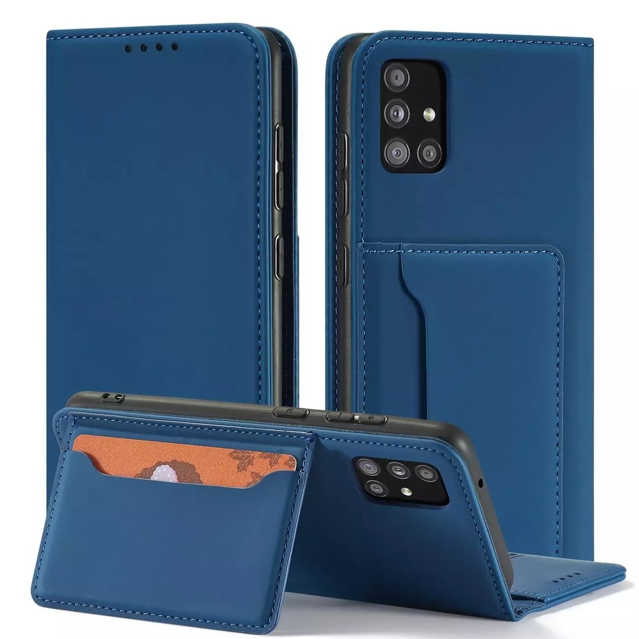 

Magnet Card Case etui do Xiaomi Redmi Note 11 Pro pokrowiec portfel na karty kartę podstawka niebieski