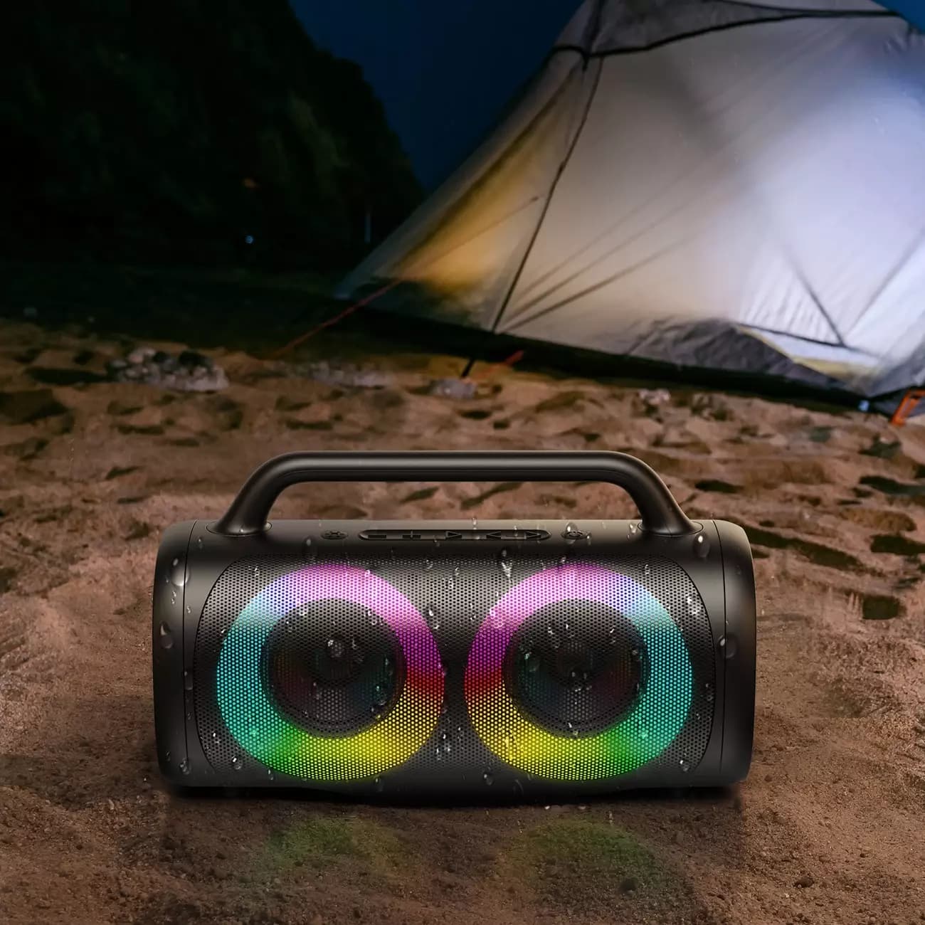 

Joyroom bezprzewodowy głośnik bluetooth 5.1 z kolorowym oświetleniem LED czarny (JR-MW02)