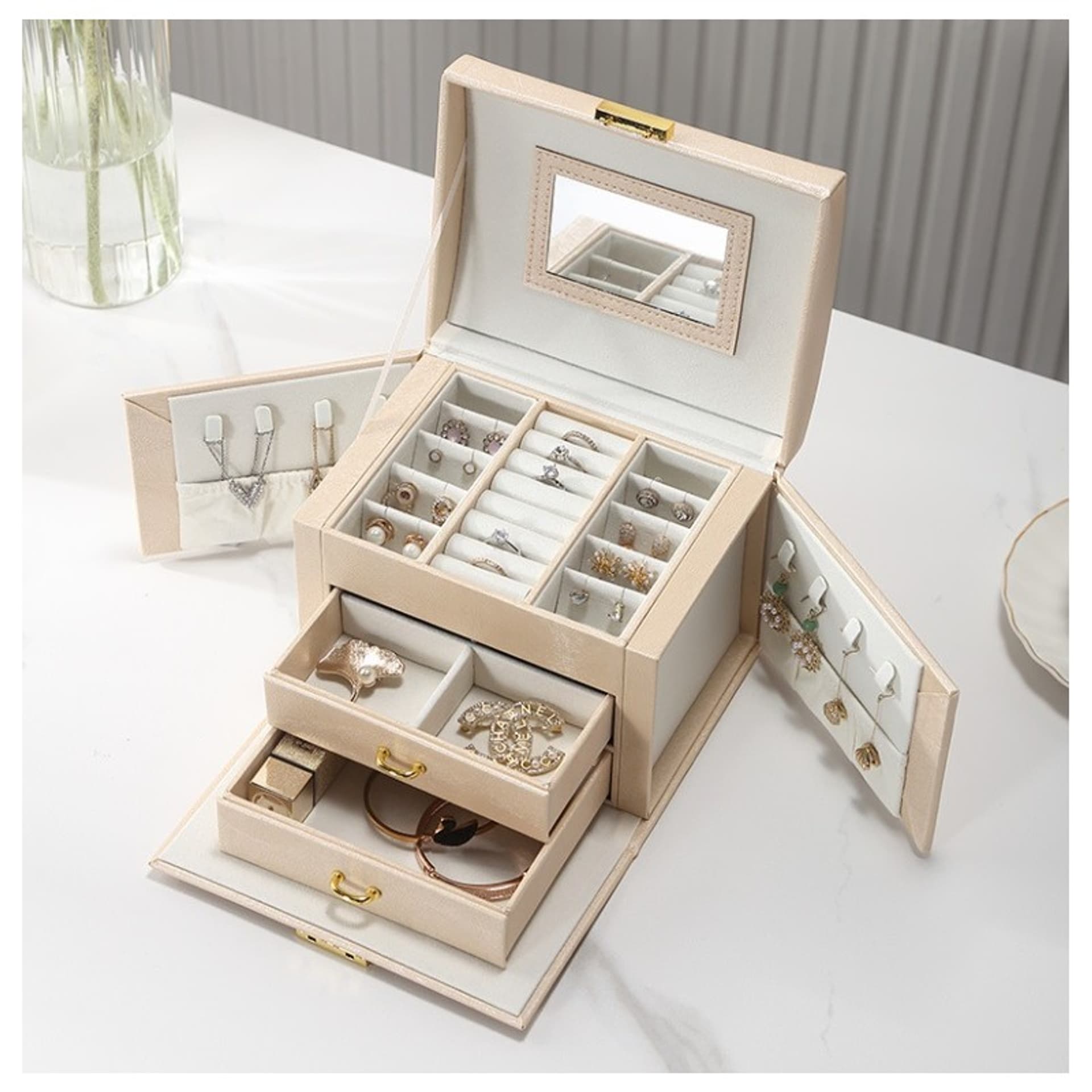 

Szkatułka na biżuterię kuferek etui organizer pudełko PD147K