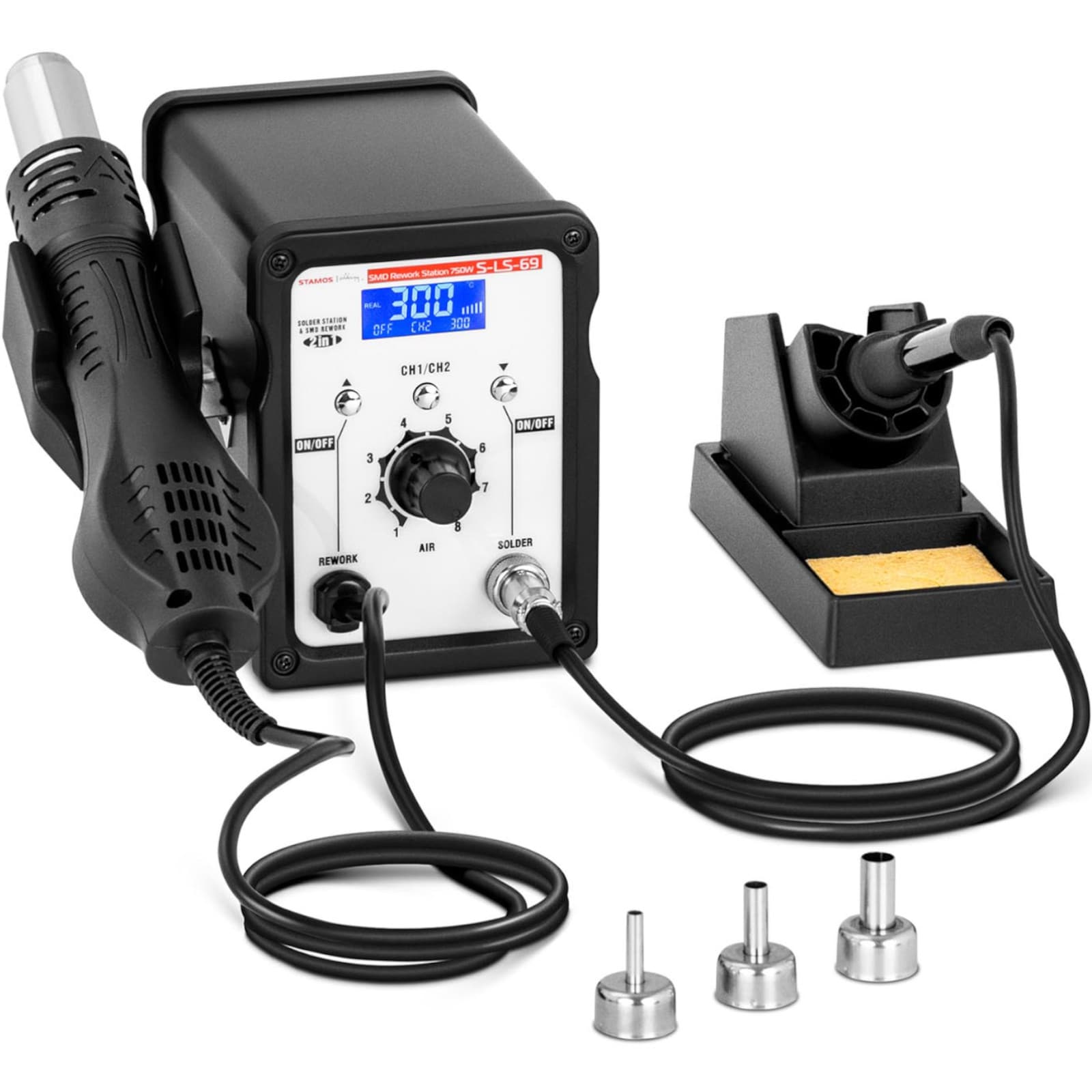 

Stacja lutownicza cyfrowa 2w1 SMD LCD 200-480C 750 W
