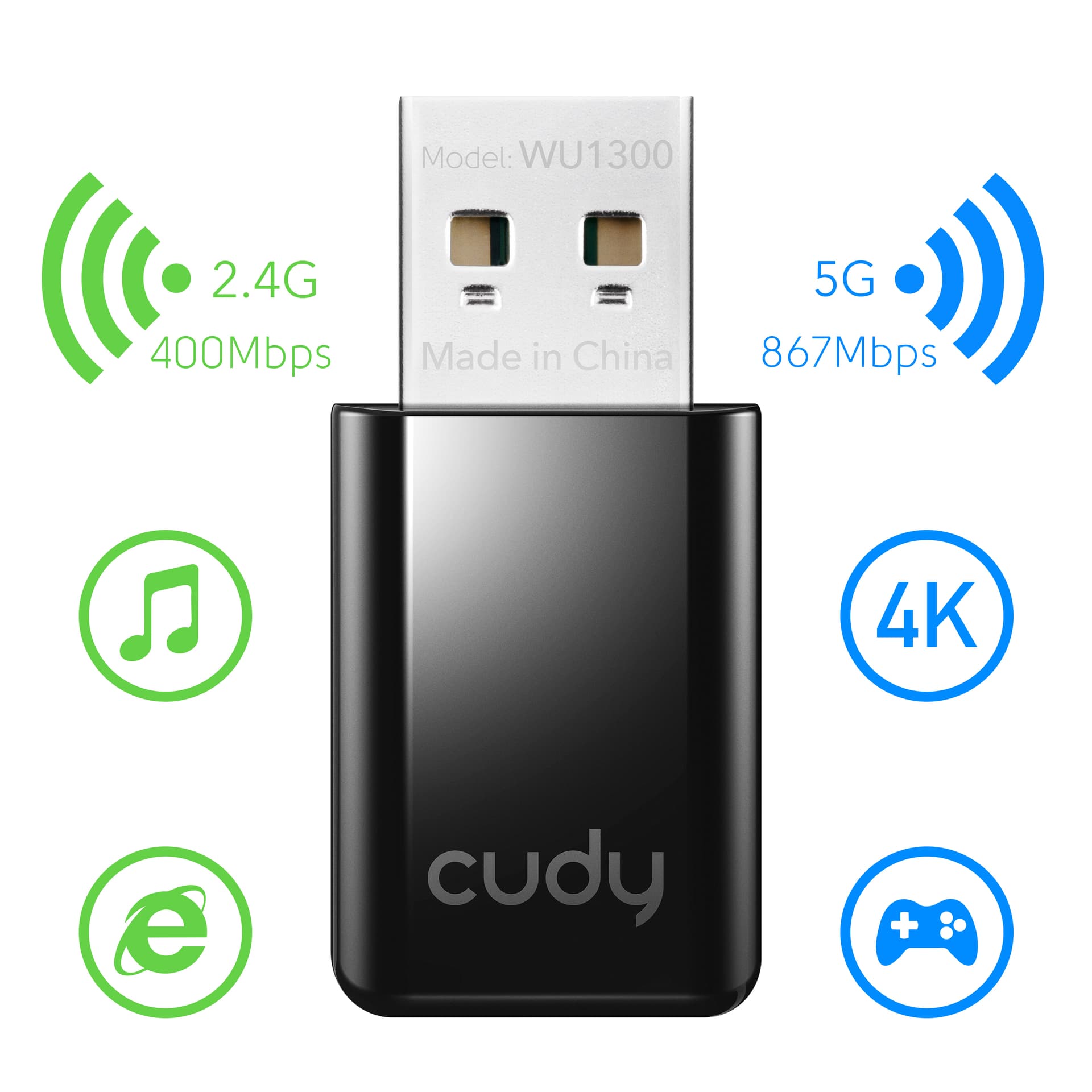 

Karta sieciowa USB 3.0 Wi-Fi 5 1300 mb/s WU1300