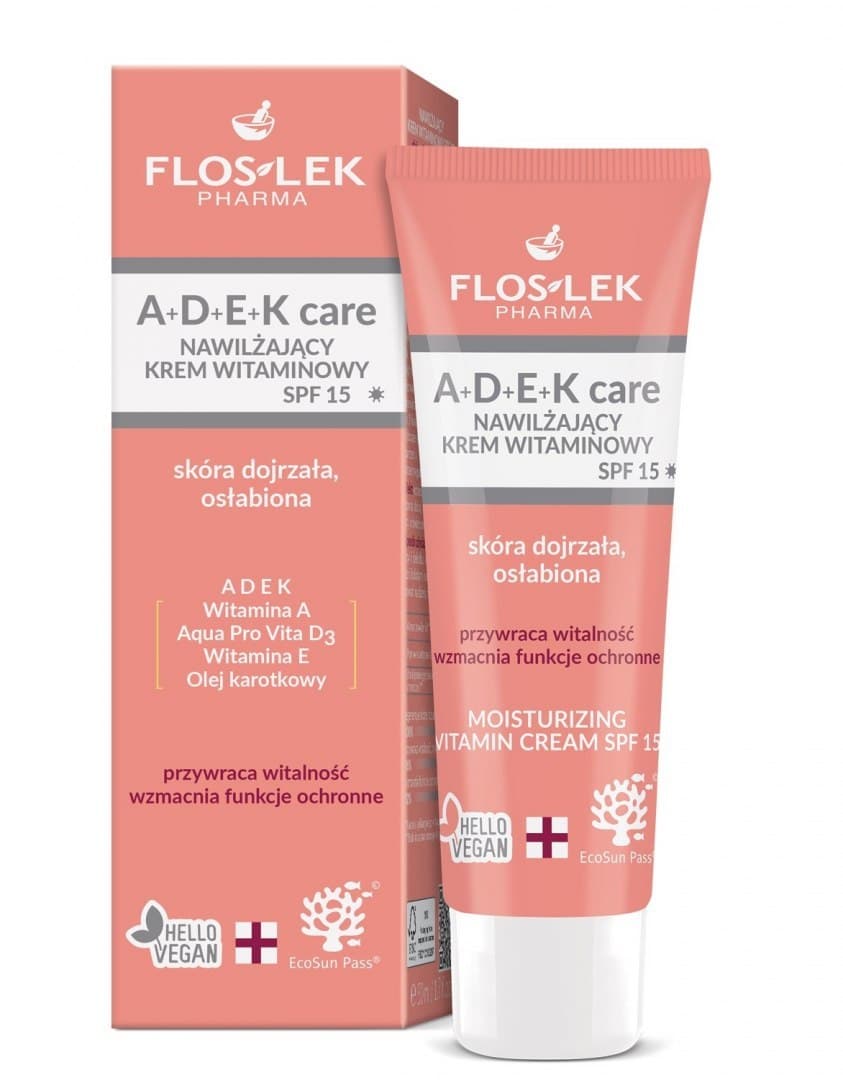 

Floslek A+D+E+K Care Nawilżający Krem witaminowy SPF15 na dzień - cera dojrzała,osłabiona 50ml