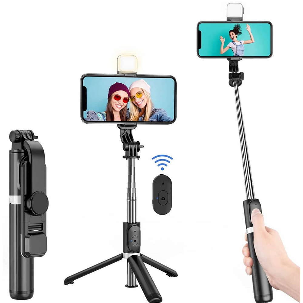 

Selfie stick statyw Alogy Tripod uchwyt do telefonu kijek Bluetooth LED Czarny