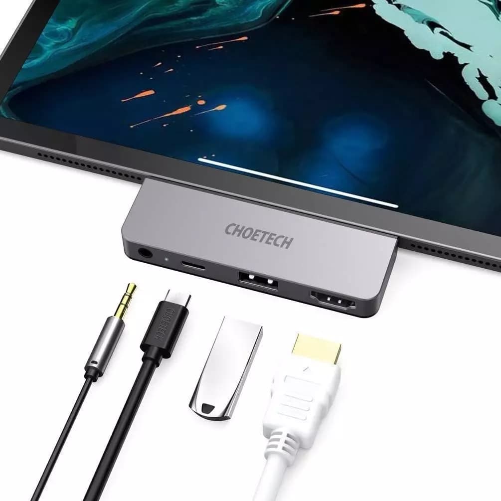 

Choetech stacja dokująca do Apple iPad Pro adapter HUB USB Typ C 4w1 60W PD czarny (HUB-M13)
