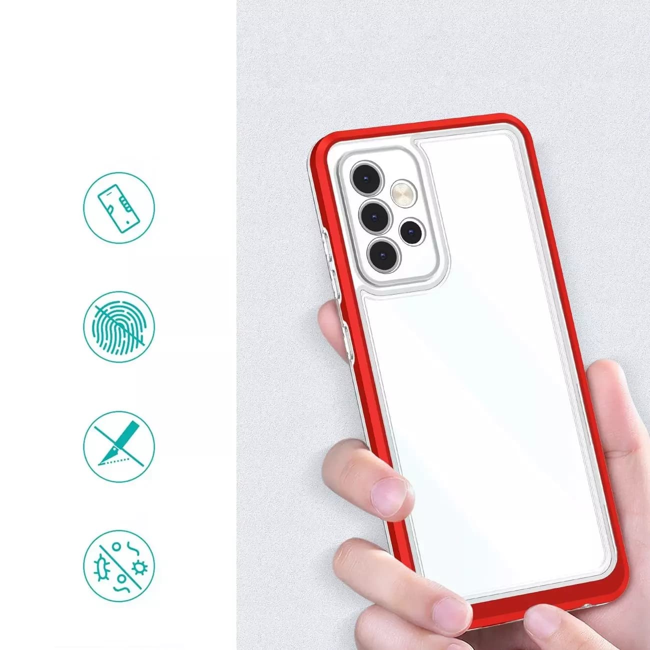 

Clear 3in1 etui do Samsung Galaxy A33 5G żelowy pokrowiec z ramką czerwony