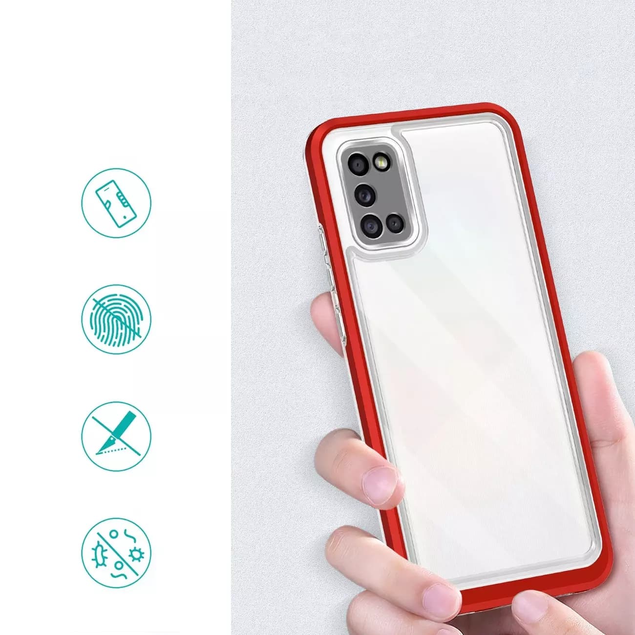 

Clear 3in1 etui do Samsung Galaxy A03s (166) żelowy pokrowiec z ramką czerwony, 166) żelowy pokrowiec z ramką czerwon