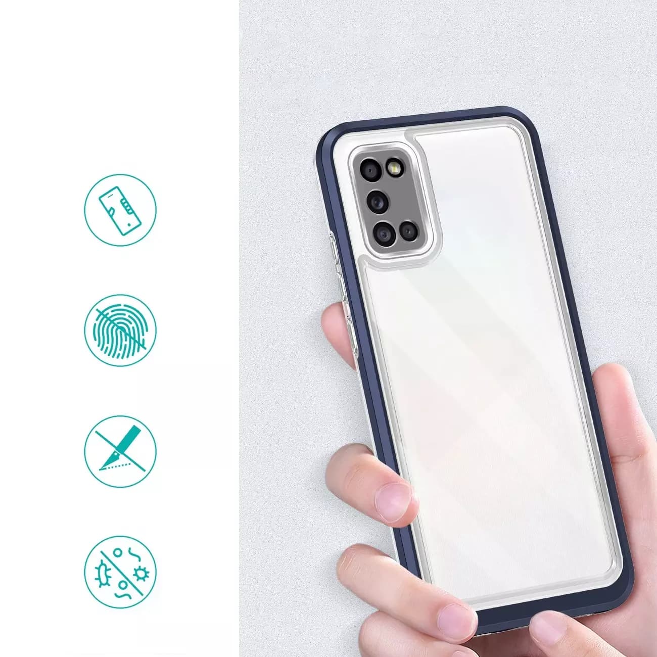 

Clear 3in1 etui do Samsung Galaxy A03s (166) żelowy pokrowiec z ramką niebieski, 166) żelowy pokrowiec z ramką niebiesk