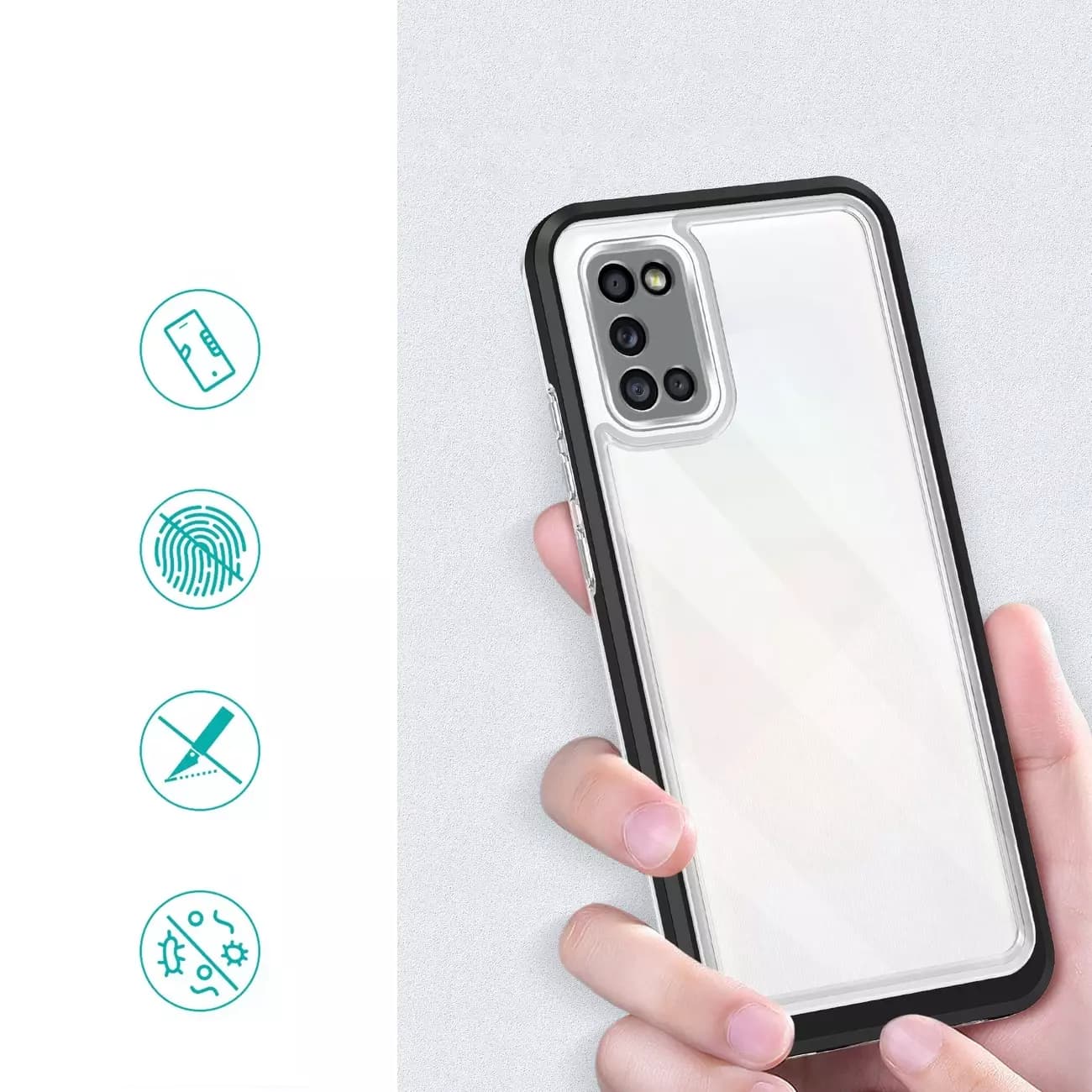 

Clear 3in1 etui do Samsung Galaxy A03s (166) żelowy pokrowiec z ramką czarny, 166) żelowy pokrowiec z ramką czarn