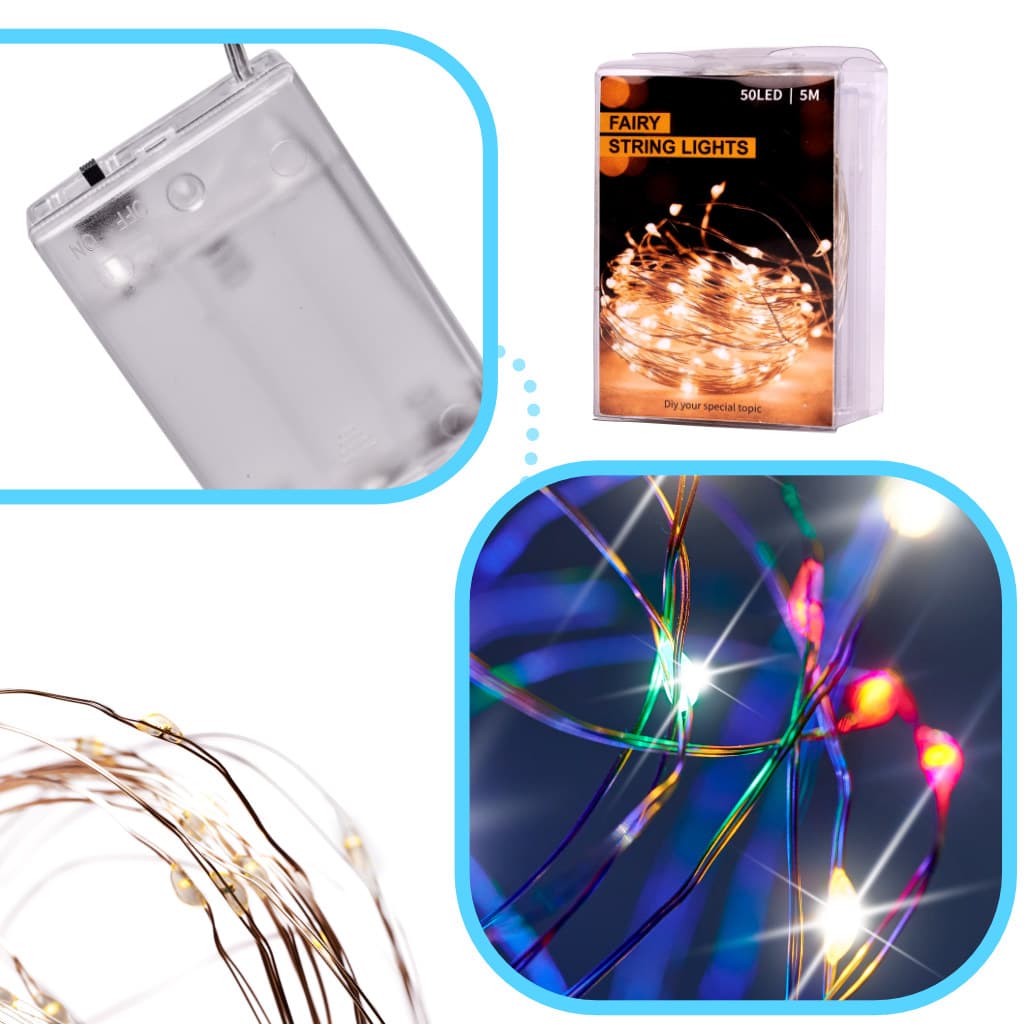 

Lampki LED druciki dekoracyjne 5m 50LED multikolor
