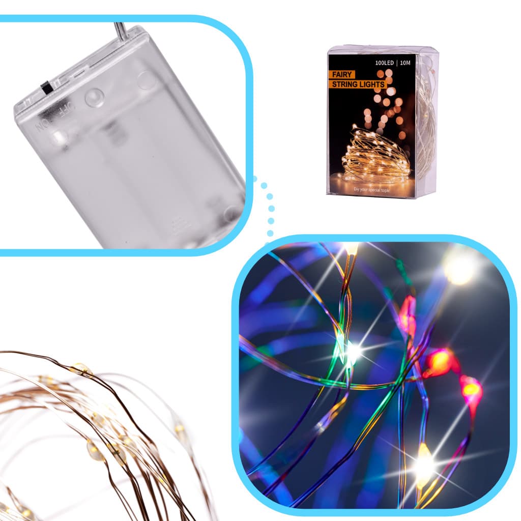 

Lampki LED druciki dekoracyjne 10m 100LED multikolor