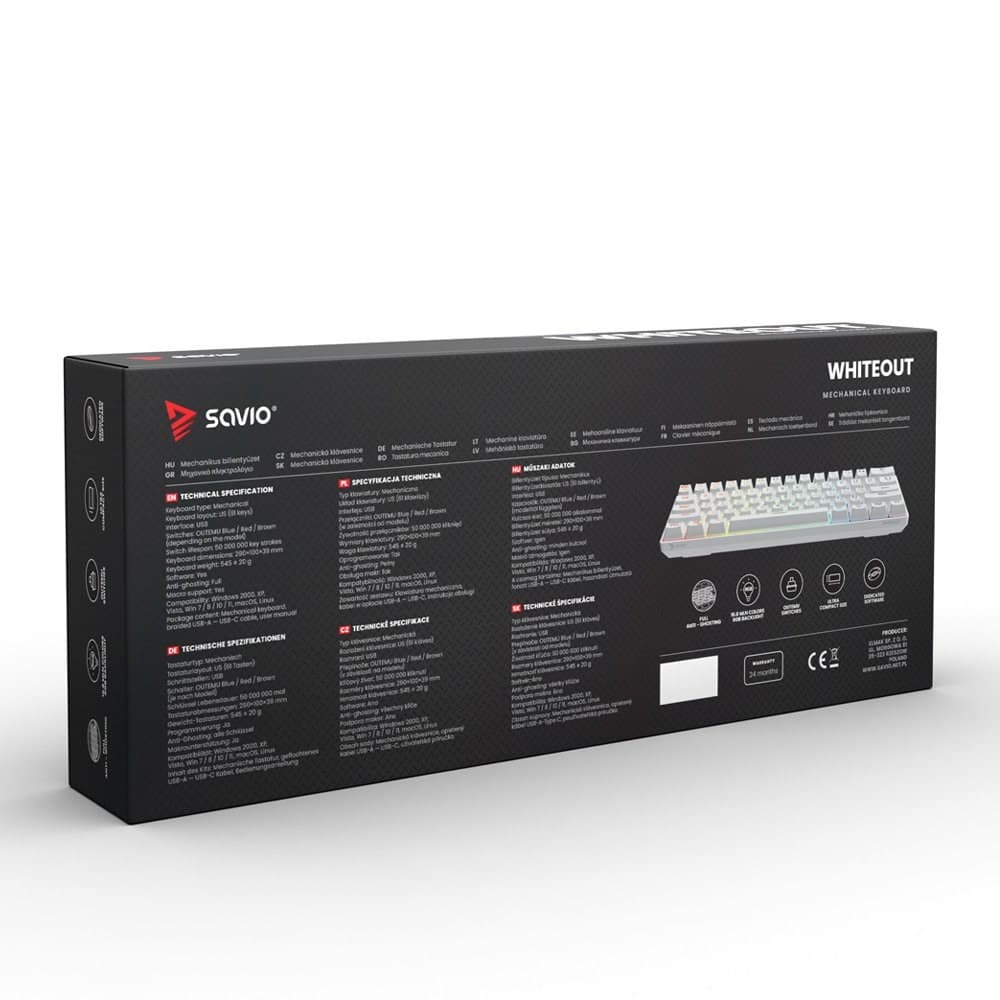 

SAVIO KLAWIATURA MECHANICZNA BROWN OUTEMU WHITEOUT