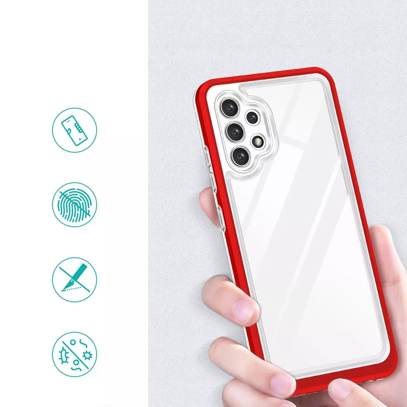 

Clear 3in1 etui do Samsung Galaxy A32 5G żelowy pokrowiec z ramką czerwony