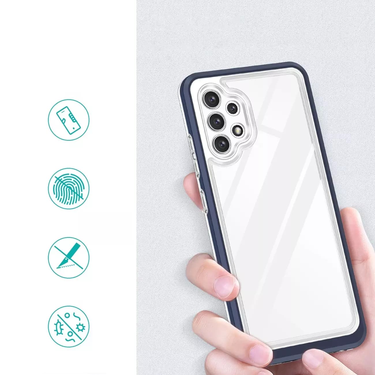 

Clear 3in1 etui do Samsung Galaxy A32 5G żelowy pokrowiec z ramką niebieski