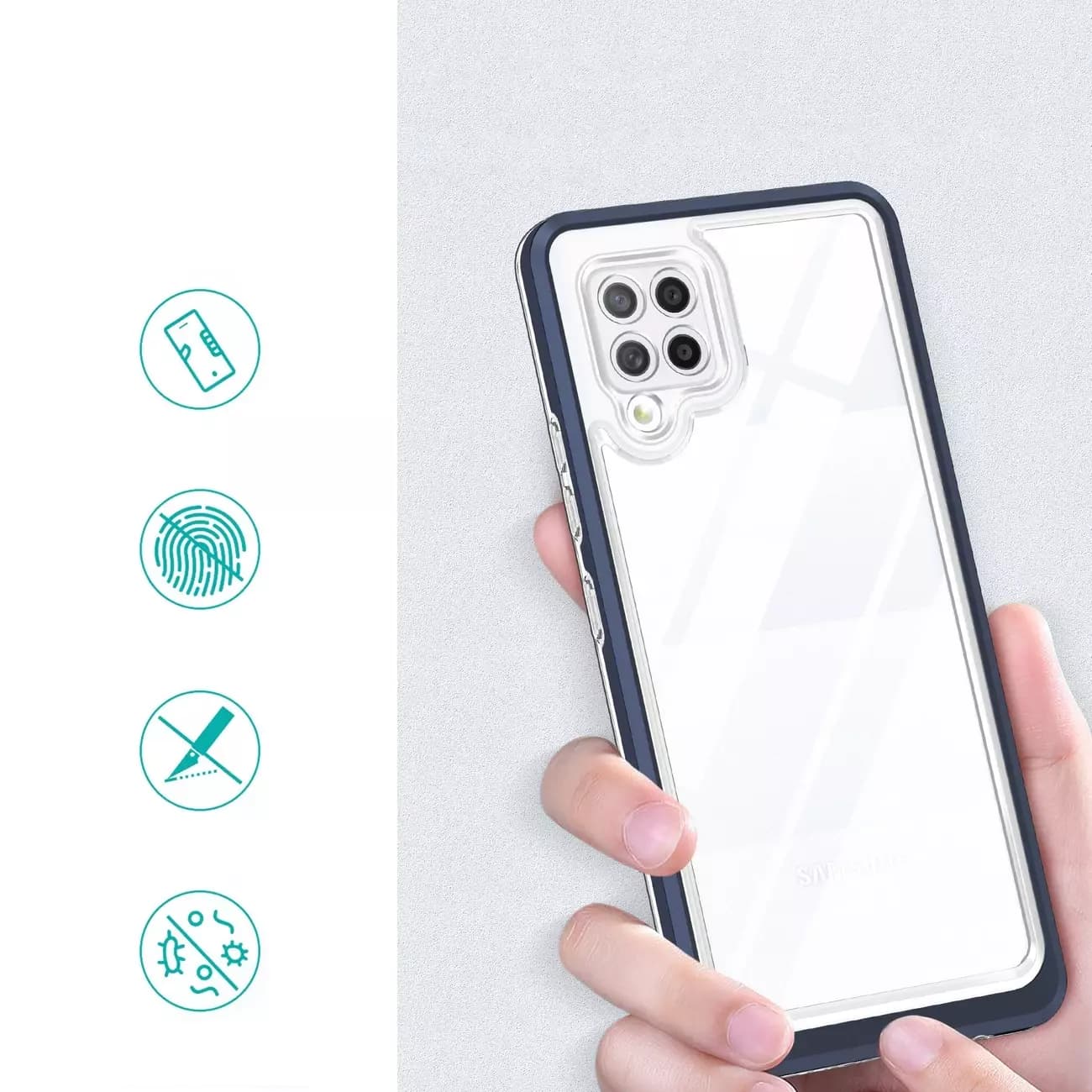 

Clear 3in1 etui do Samsung Galaxy A42 5G żelowy pokrowiec z ramką niebieski