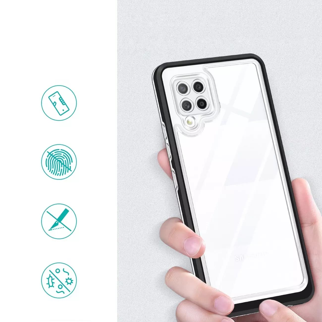 

Clear 3in1 etui do Samsung Galaxy A42 5G żelowy pokrowiec z ramką czarny