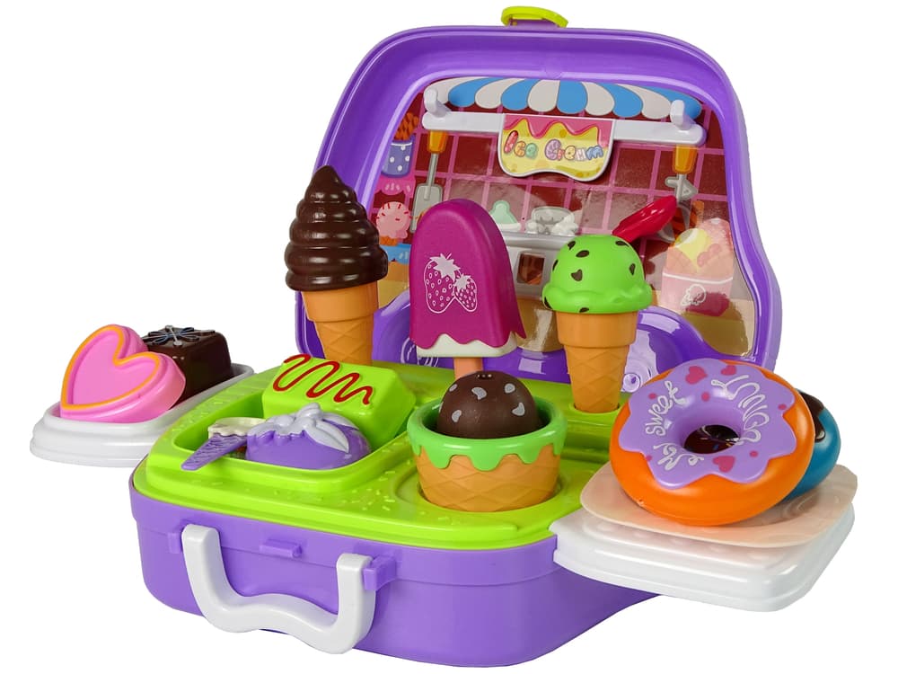 

Zestaw Słodkości Lodziarnia Lody Pączki Walizka Autko