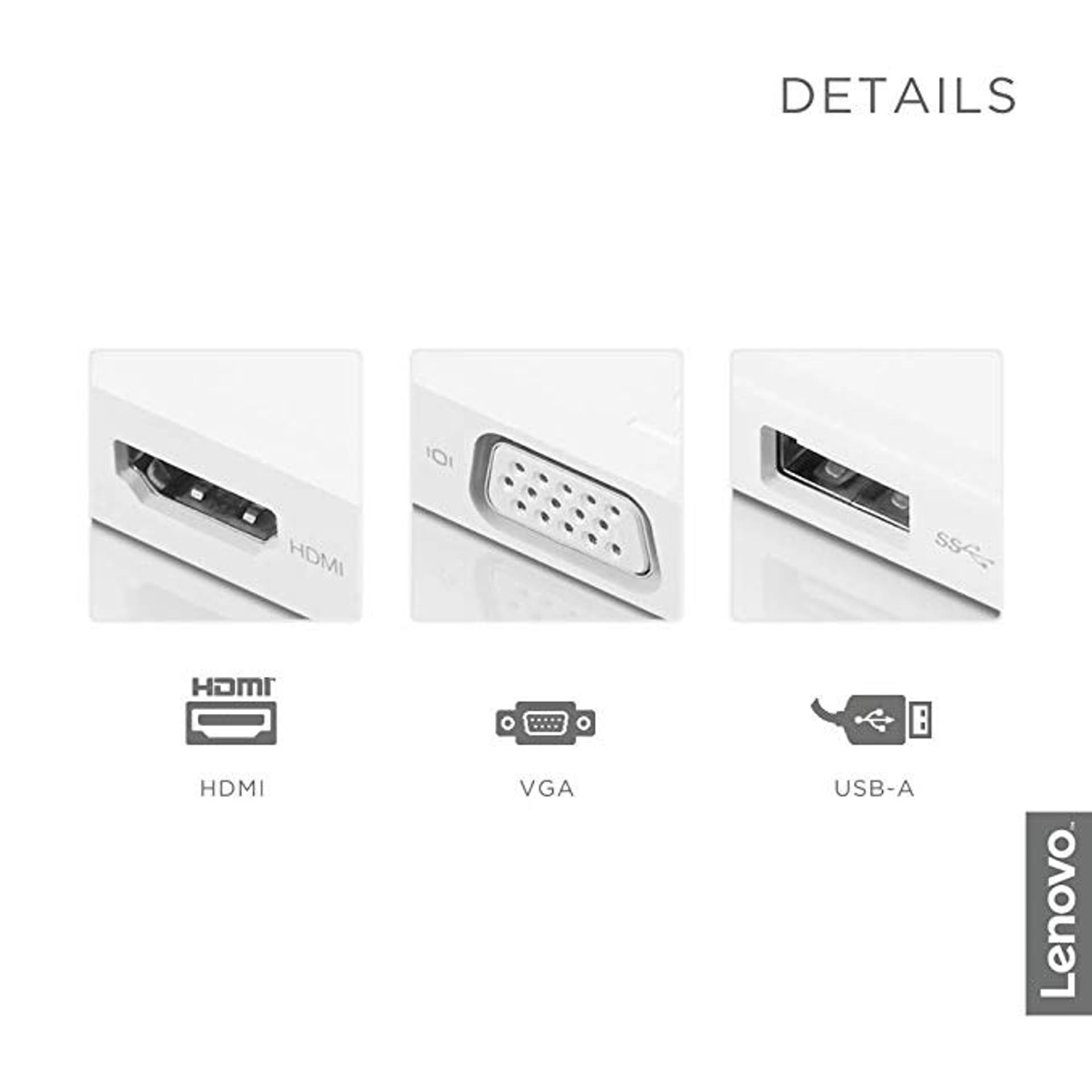 

Lenovo USB-C 3-in-1 Travel Hub Power Adapter, VGA, HDMI, USB 3.0