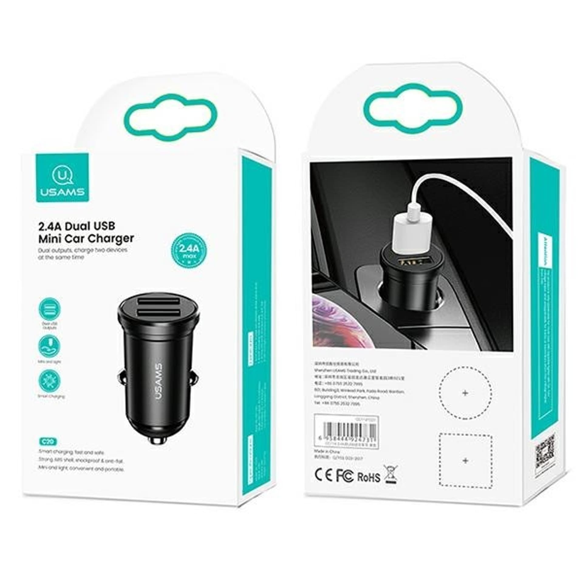 

Ładowarka samochodowa 2xUSB 2,4A Czarna