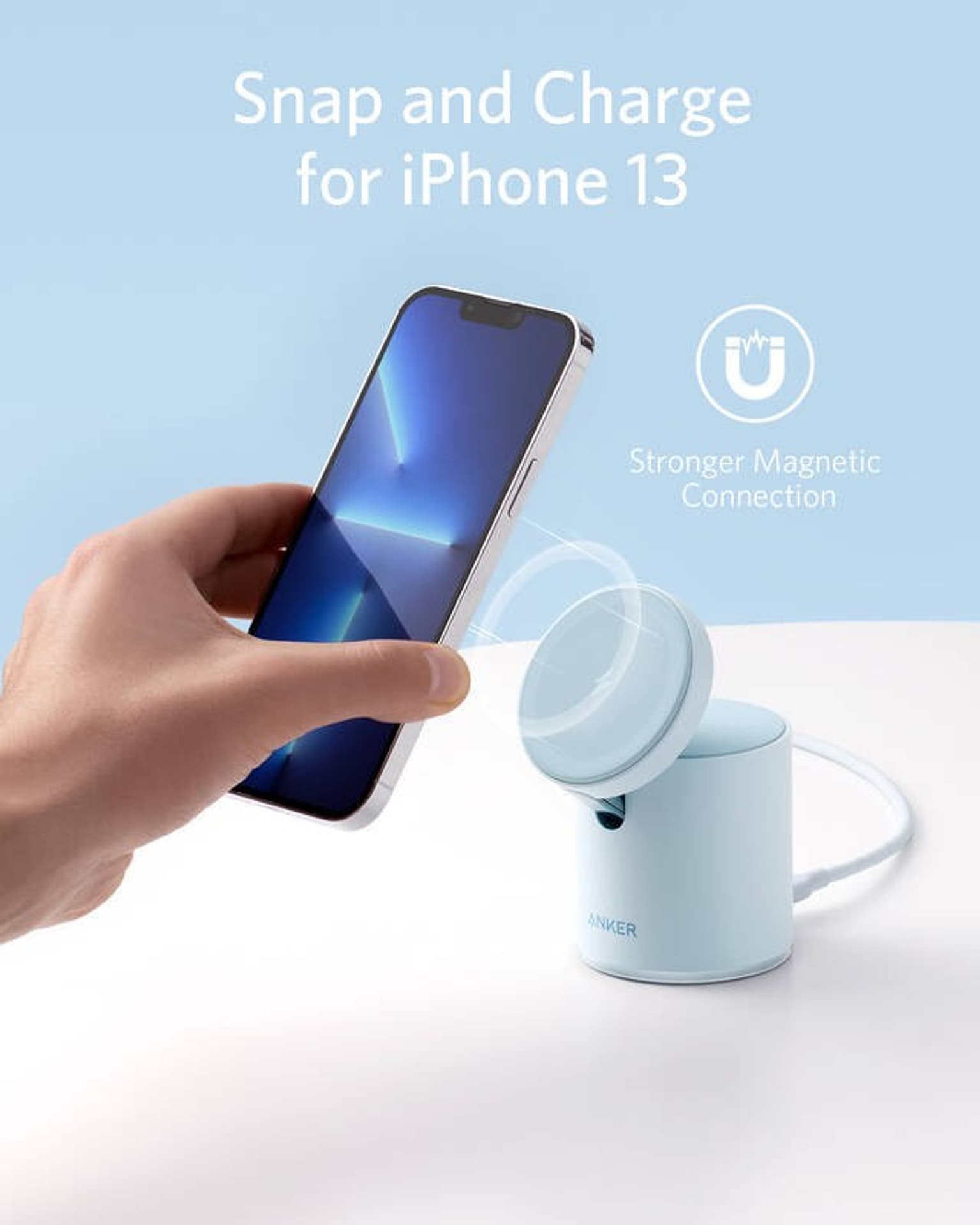

Ładowarka indukcyjna PowerWave MagGo 2-w-1 Dock Niebieski