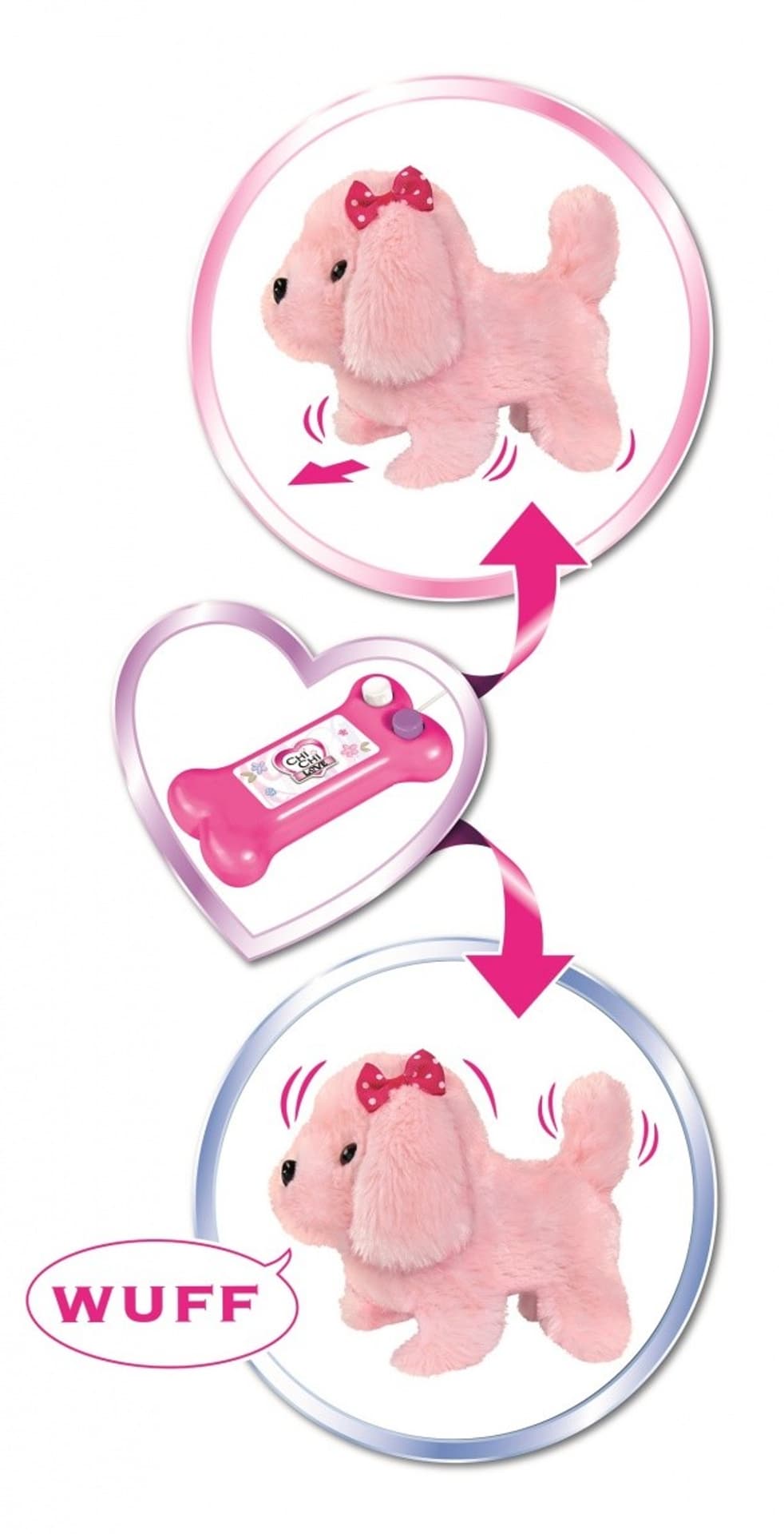 

Maskotka Chi Chi Love Słodki szczeniak, na kabel, różowy, 17 cm