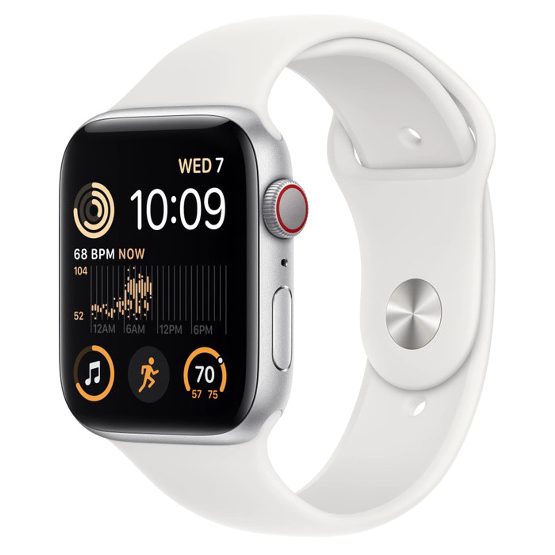 

Watch SE GPS + Cellular 44 mm Koperta z aluminium w kolorze srebrnym z paskiem sportowym w kolorze bialym APPLE WatchOS 9 Srebrny