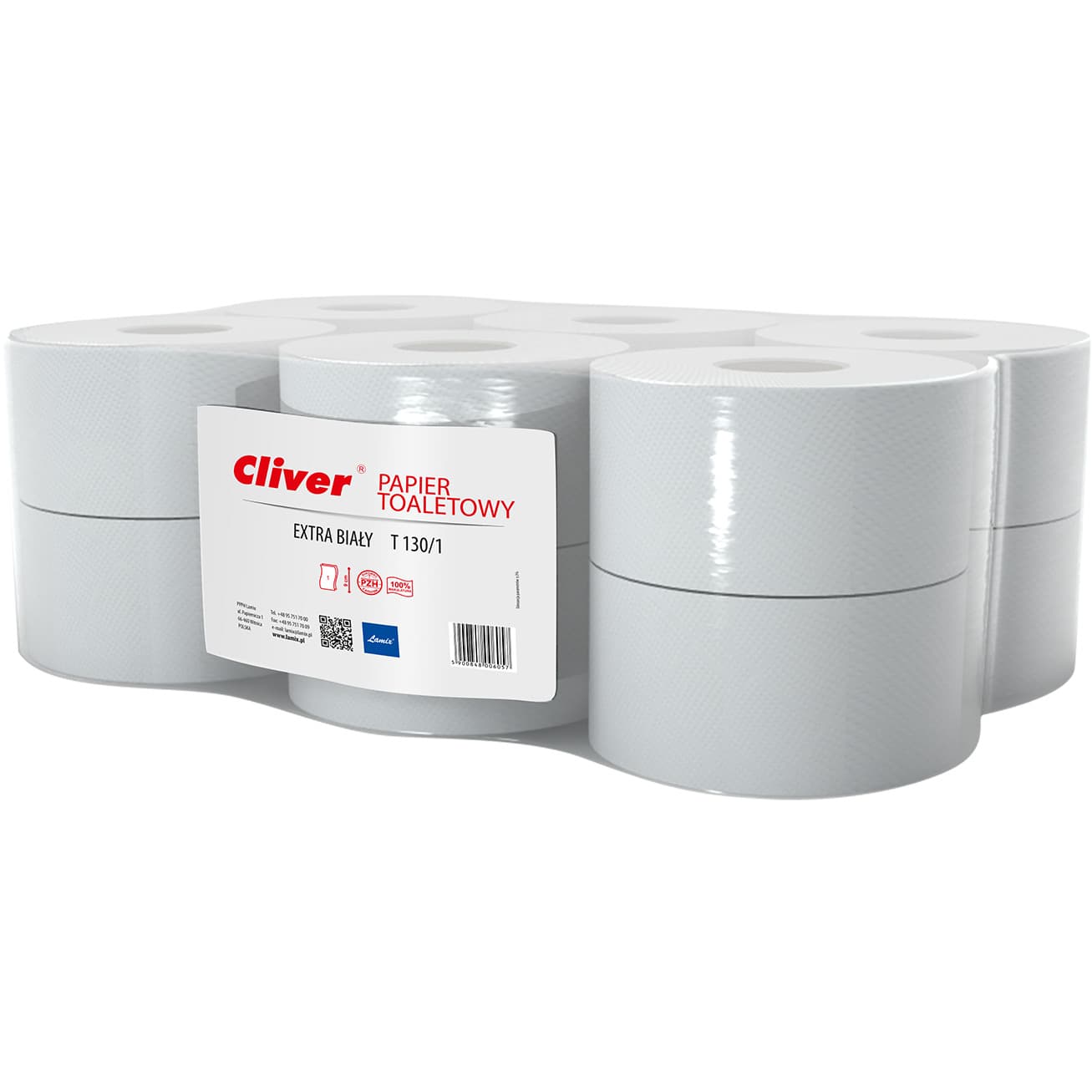 

Papier toaletowy biały 130/1 (12 sztuk) 6057 1-warstwowy makulatura LAMIX CLIVER, 12 sztuk) 6057 1-warstwowy makulatura lamix clive