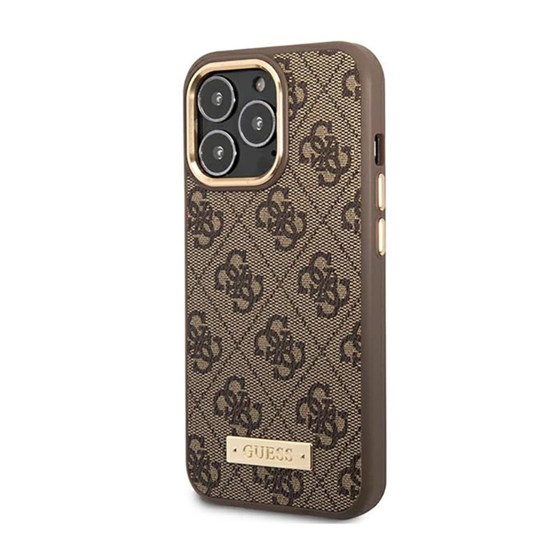 

Guess 4G Logo Plate MagSafe - Etui iPhone 14 Pro (brązowy)