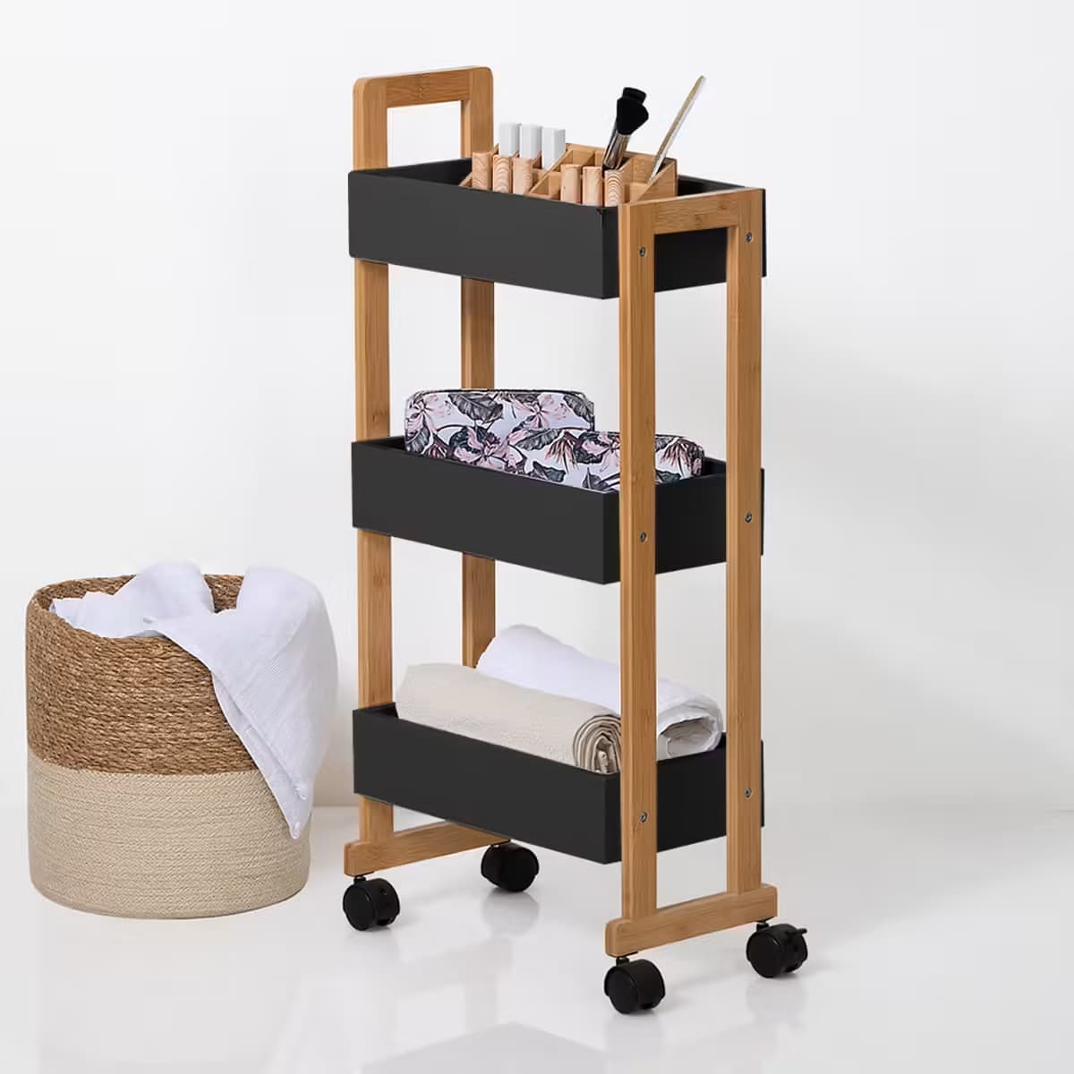 

Bambusowy wózek mobilny Natureo Black