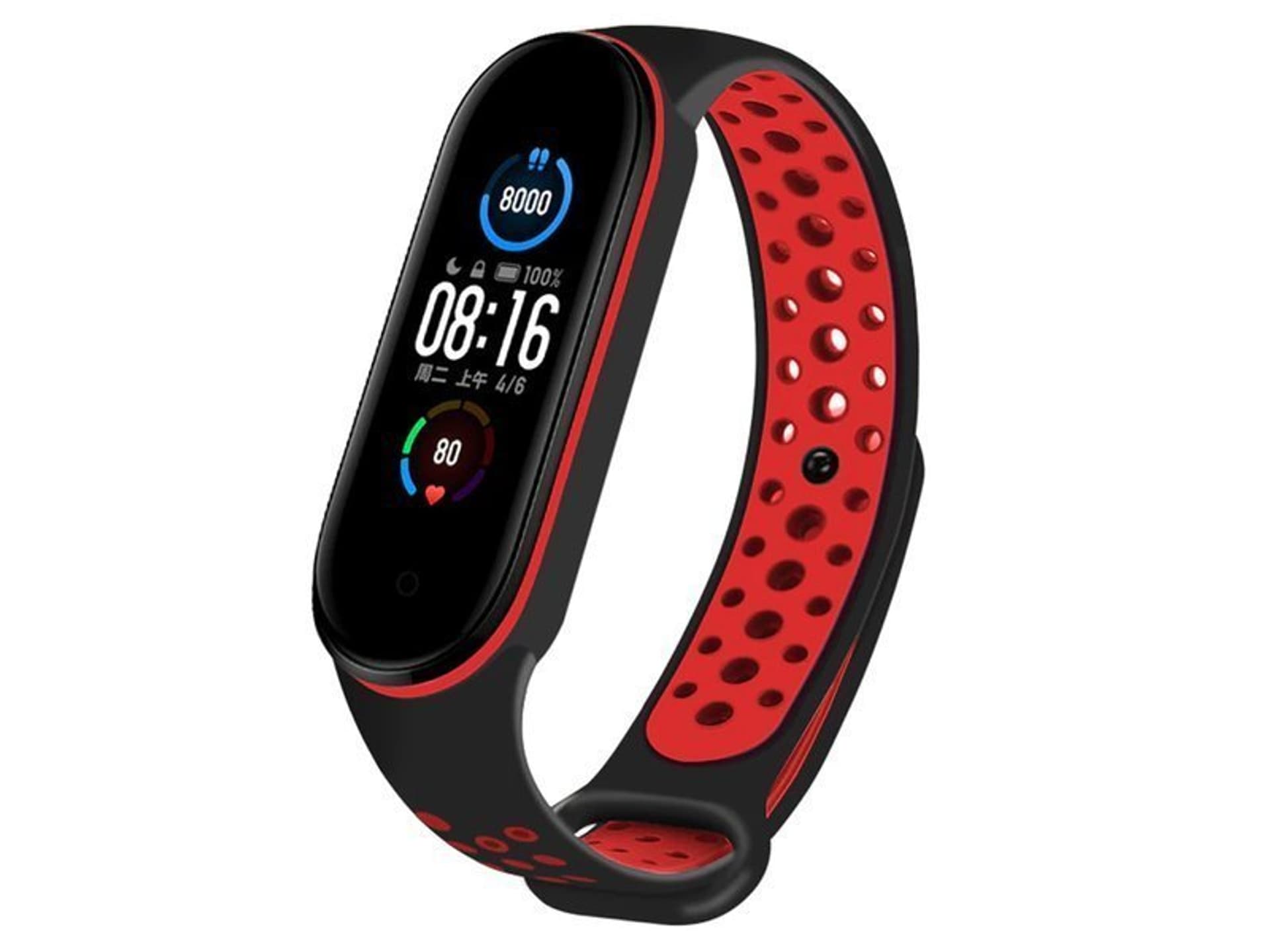 

Sportowy pasek opaska Alogy do Xiaomi Mi Band 5/6 czarno-czerwony
