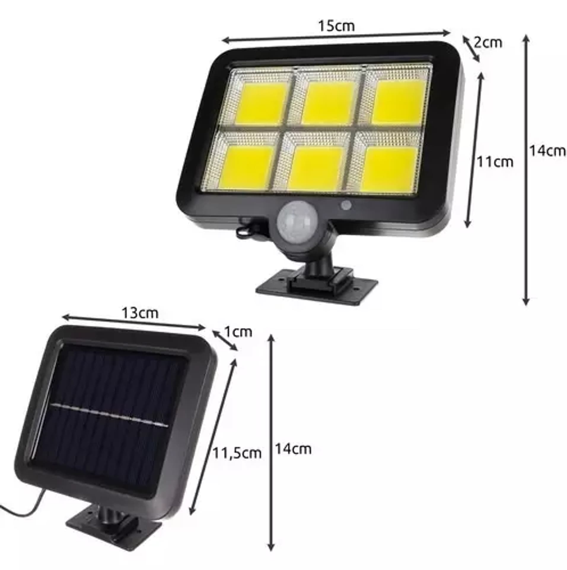 

Lampa solarna ścienna 120 LED COB z czujnikiem ruchu i zmierzchu PIR