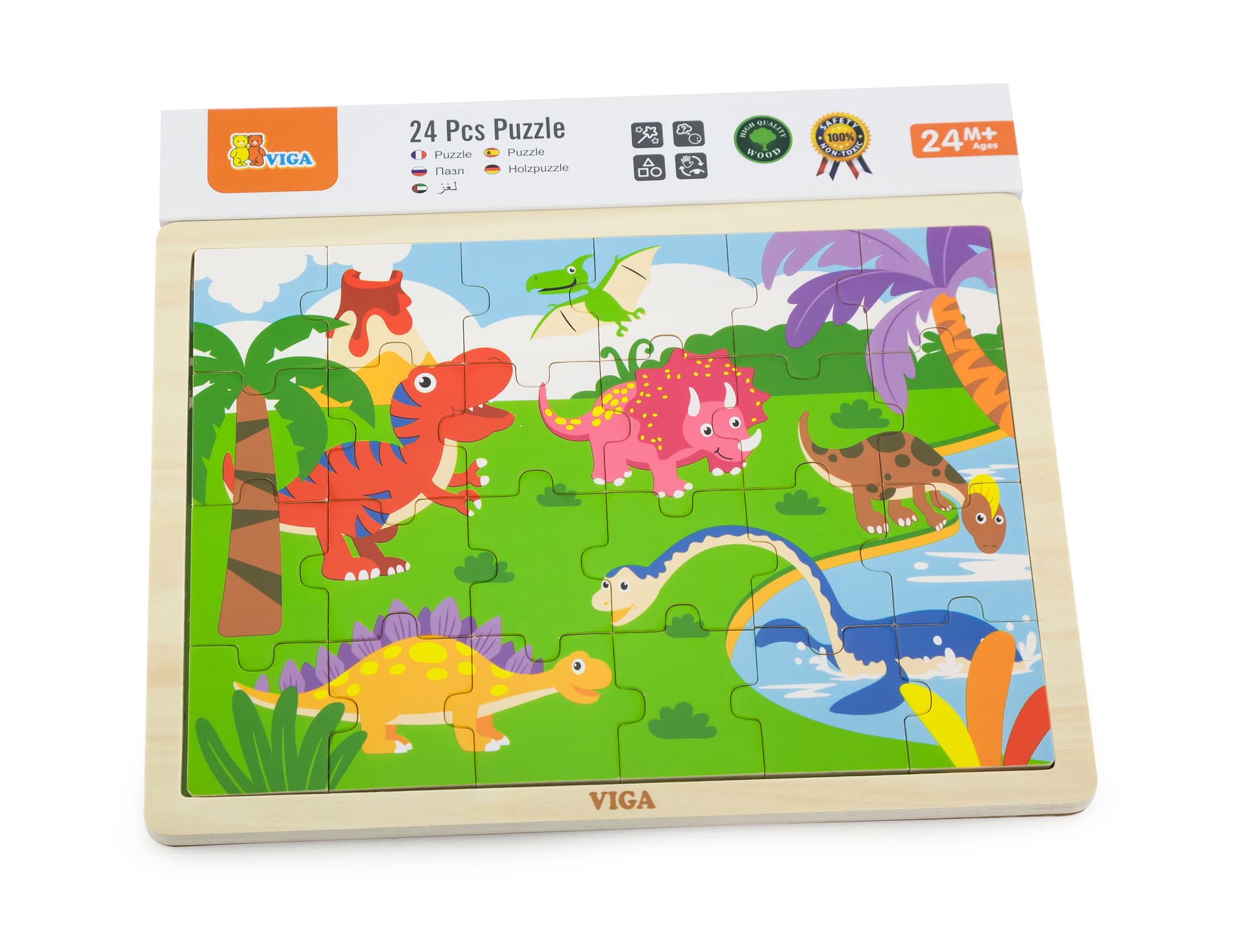 

Viga 51460 Puzzle na podkładce 24 elementy - dinozaury