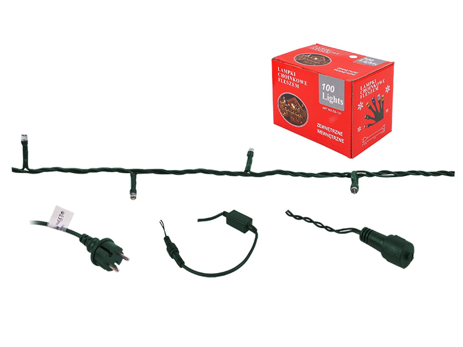 

1 szt. PS Lampki choinkowe 100 x LED Flash zimny biały + flash zimny biały, IP20, 230 V.