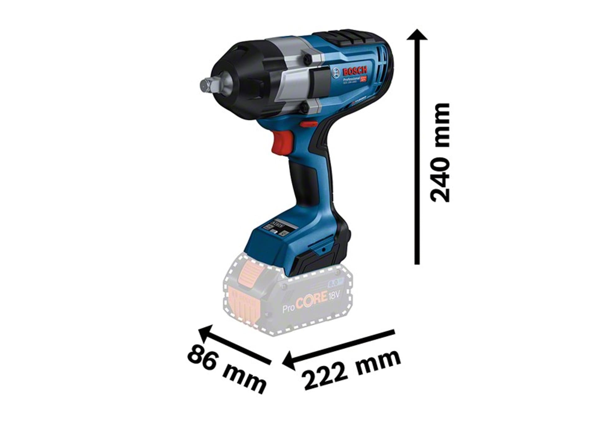 

KLUCZ UDAROWY AKUMULATOROWY 1/2' GDS 18V-1000 2*5.0AH