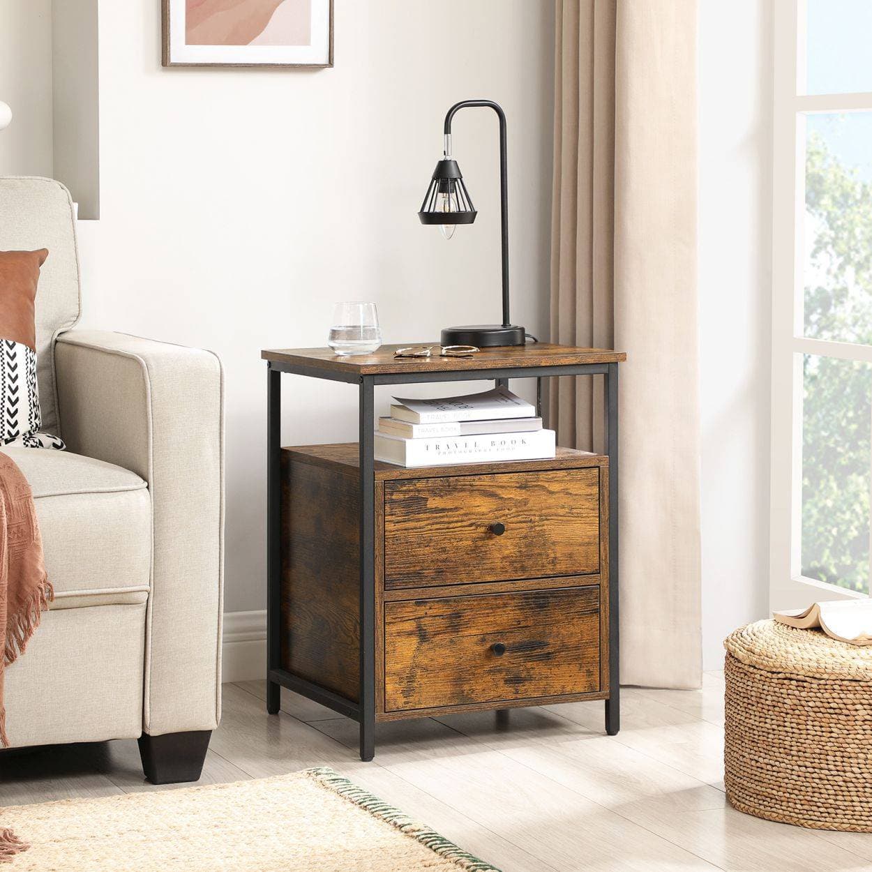 

Szafka nocna z szufladami brąz LOFT 60 cm