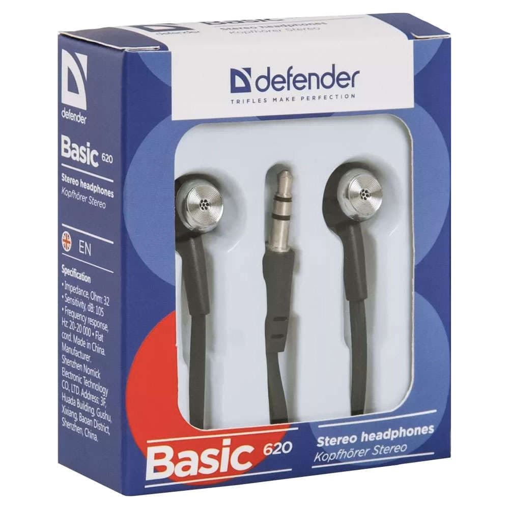 

Słuchawki przewodowe dokanałowe Defender Basic 620 mini Jack 3.5mm Czarne