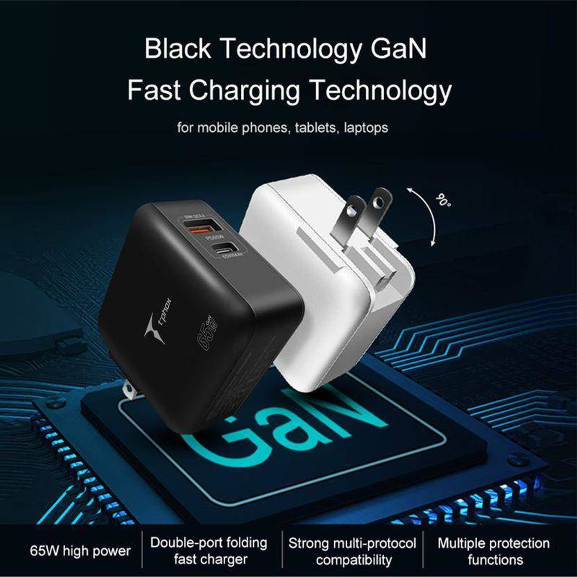 

ŁAD SIEC T-PHOX MEGA T-PP09 GAN PD 65W USB/USB-C BLACK