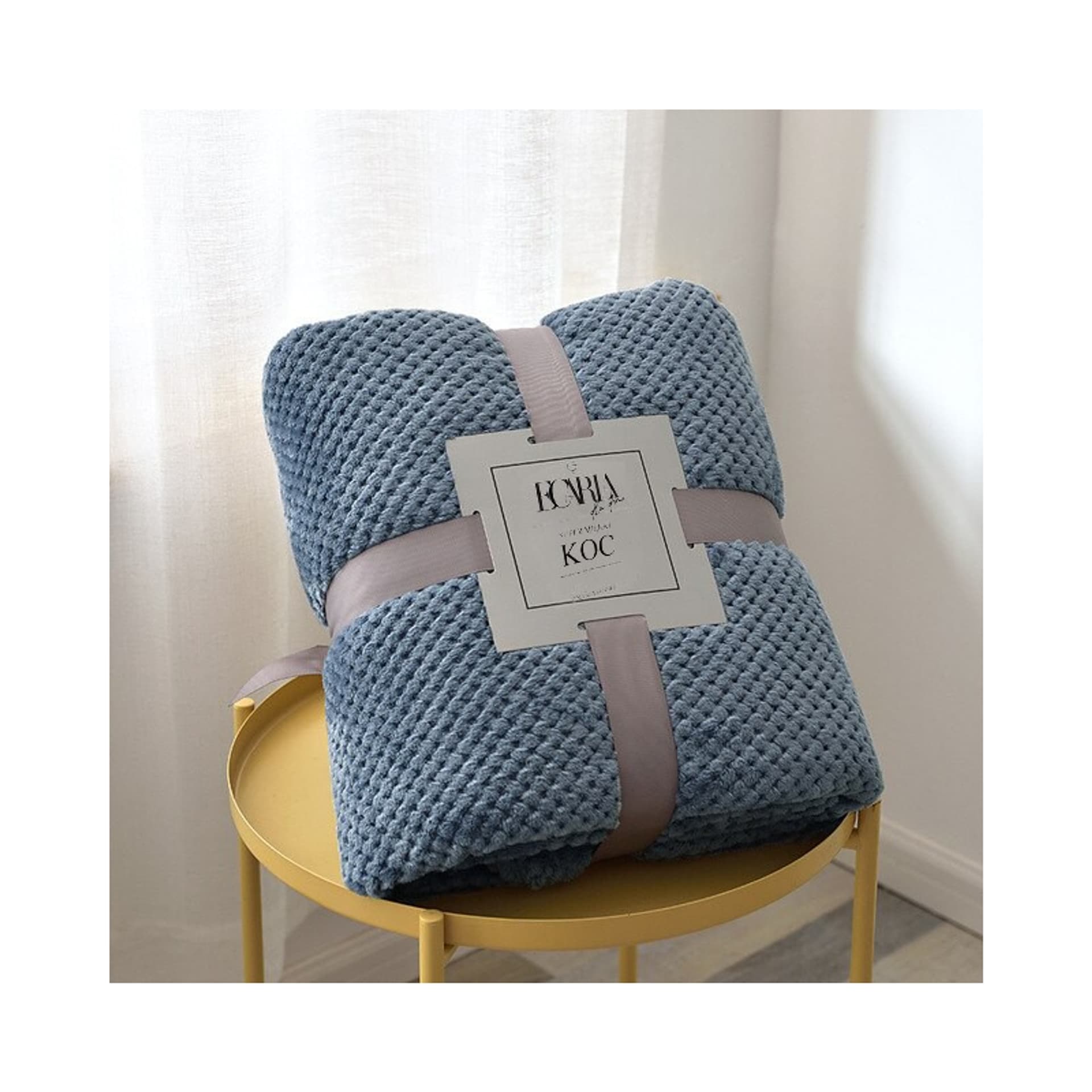 

Mięciutki koc żakardowy denim niebieski 180x200 cm KOC11N