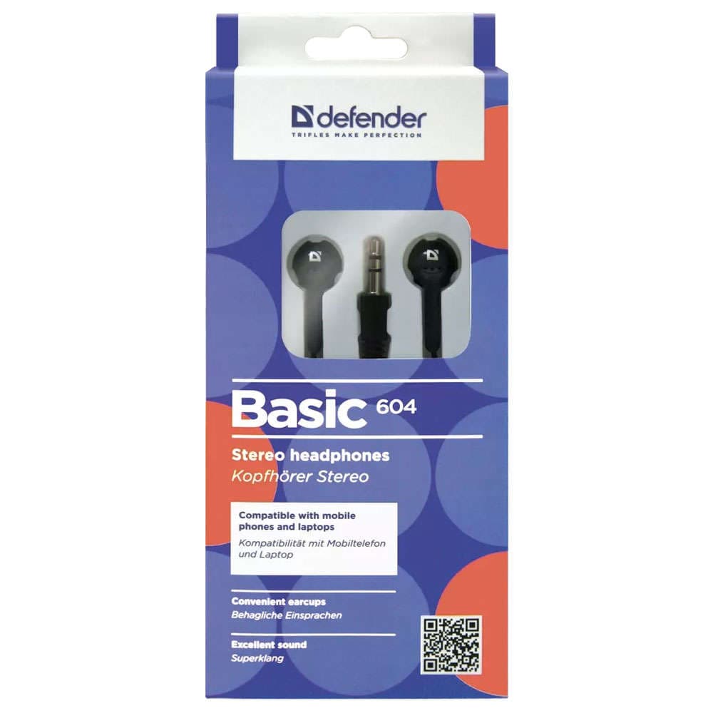 

Słuchawki przewodowe dokanałowe Defender Basic 604 mini Jack 3.5mm Czarne