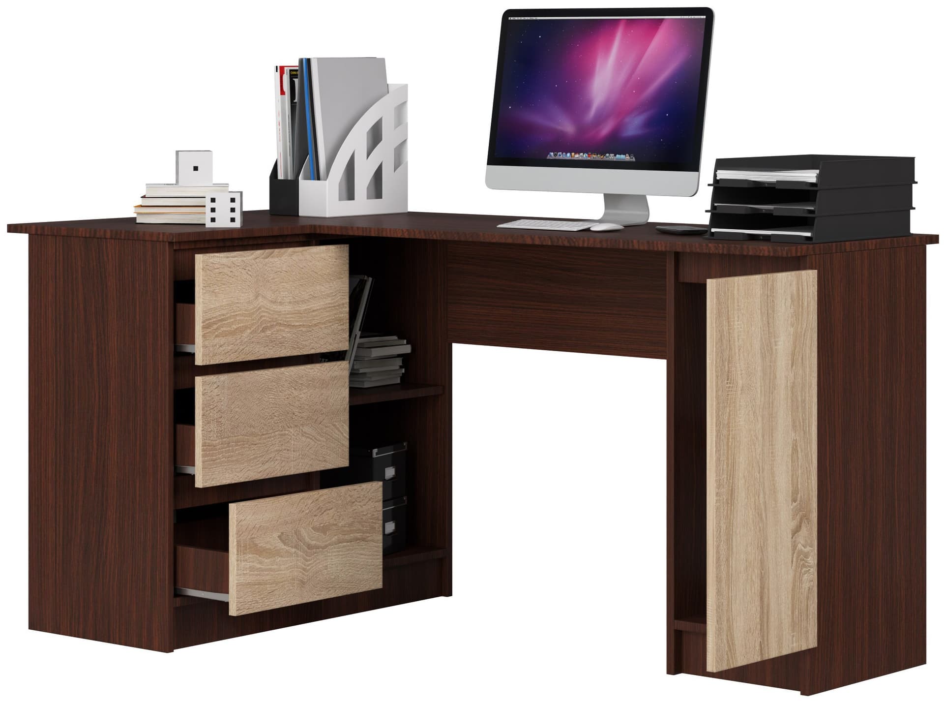 

BIURKO NAROŻNE B20 CLP LEWOSTRONNE WENGE / SONOMA