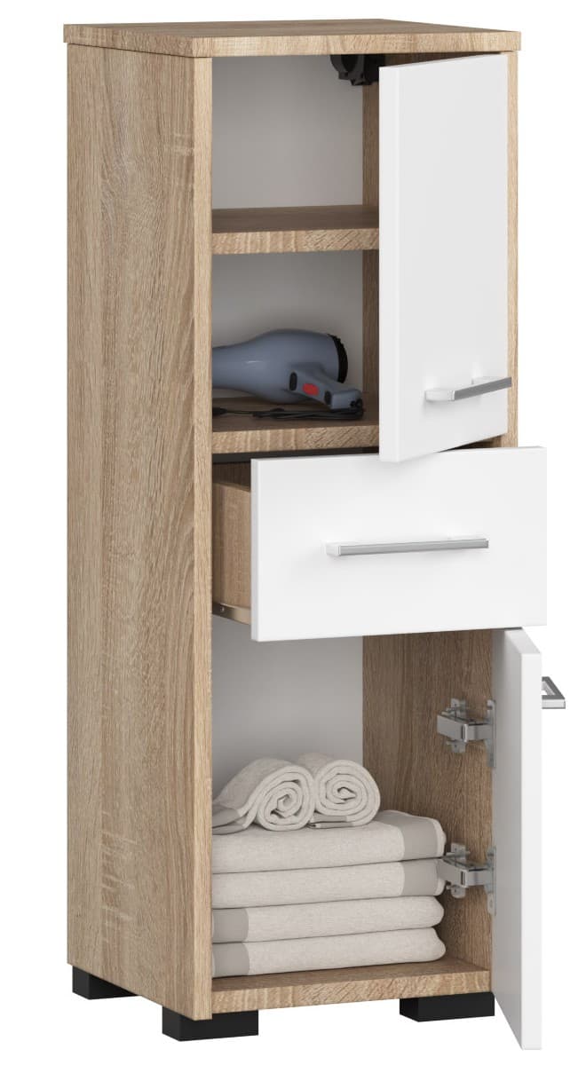 

SZAFKA ŁAZIENKA FIN SŁUPEK 30 2D 1SZ 85cm DĄB SONOMA / BIAŁY