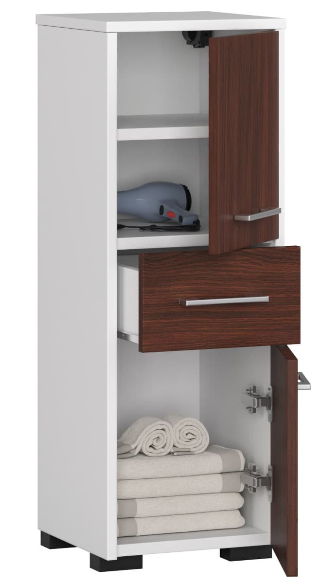 

SZAFKA ŁAZIENKA FIN SŁUPEK 30 2D 1SZ 85cm BIAŁY / WENGE