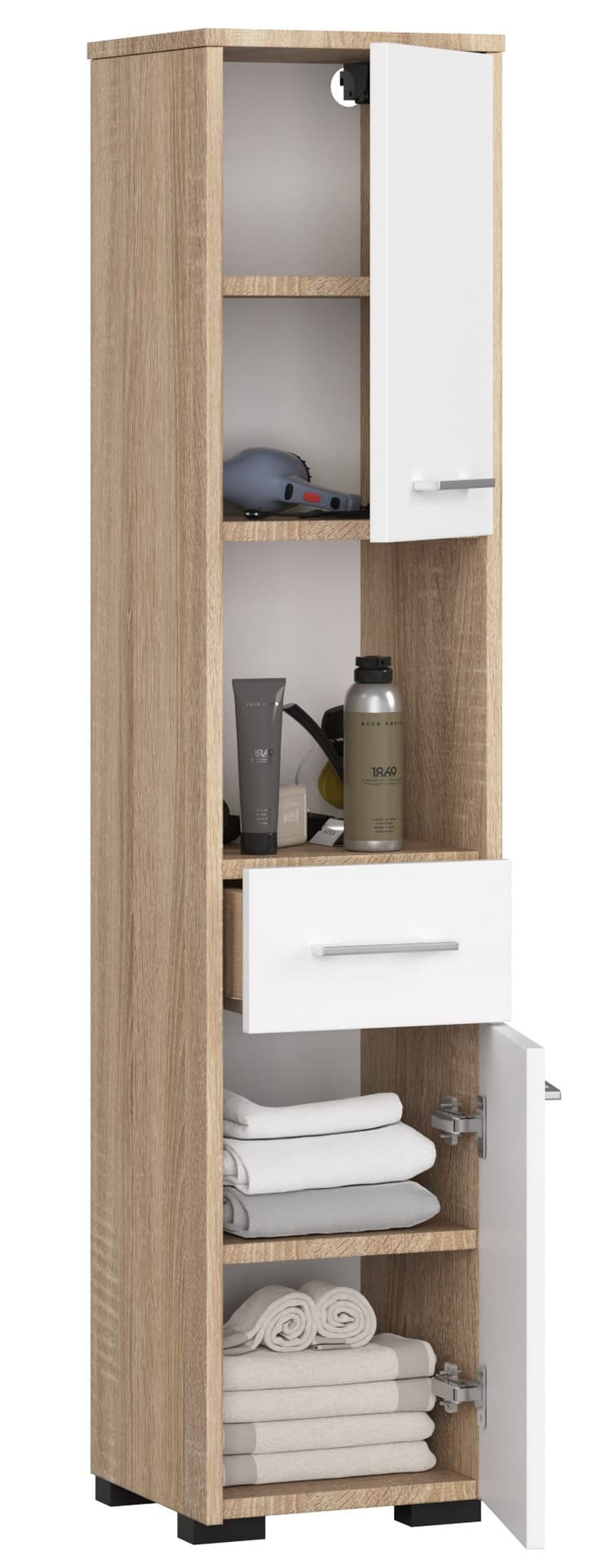

REGAŁ ŁAZIENKA FIN SŁUPEK 30 2D 1SZ 1W 140cm SONOMA / BIAŁY