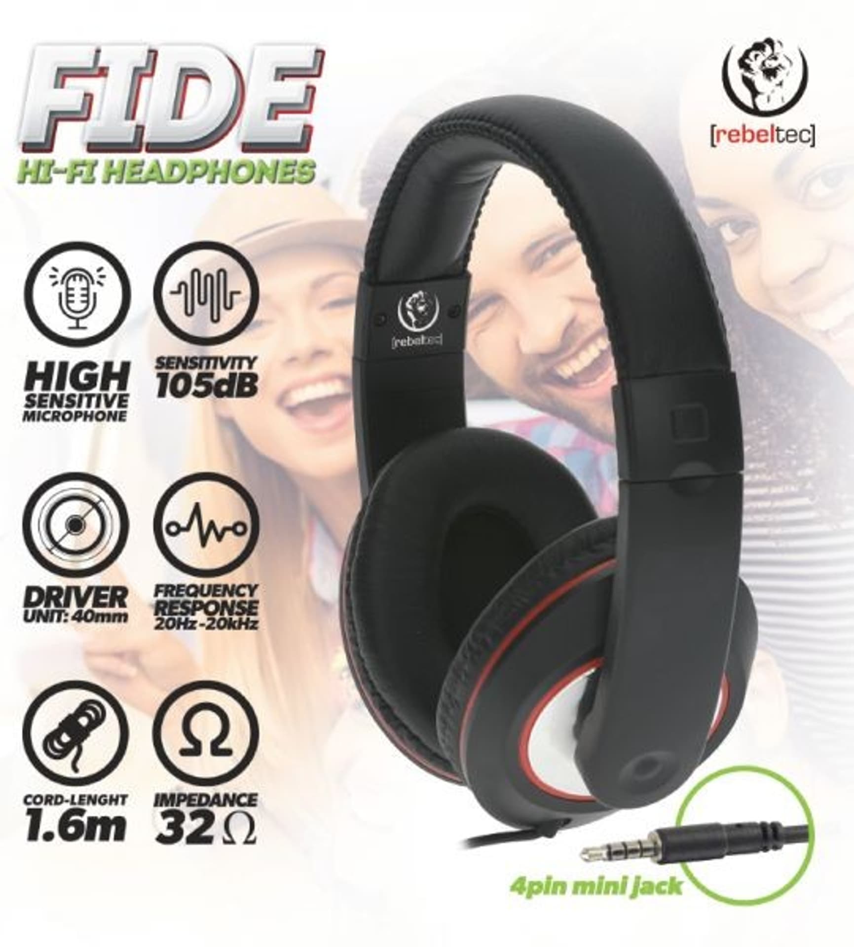 

Słuchawki stereo z mikrofonem Fide