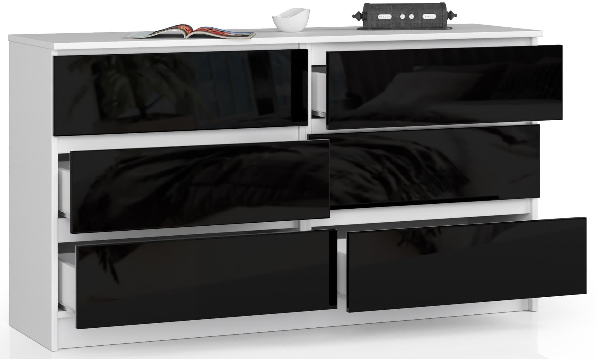 

KOMODA K140 6SZ CLP CZARNY POŁYSK