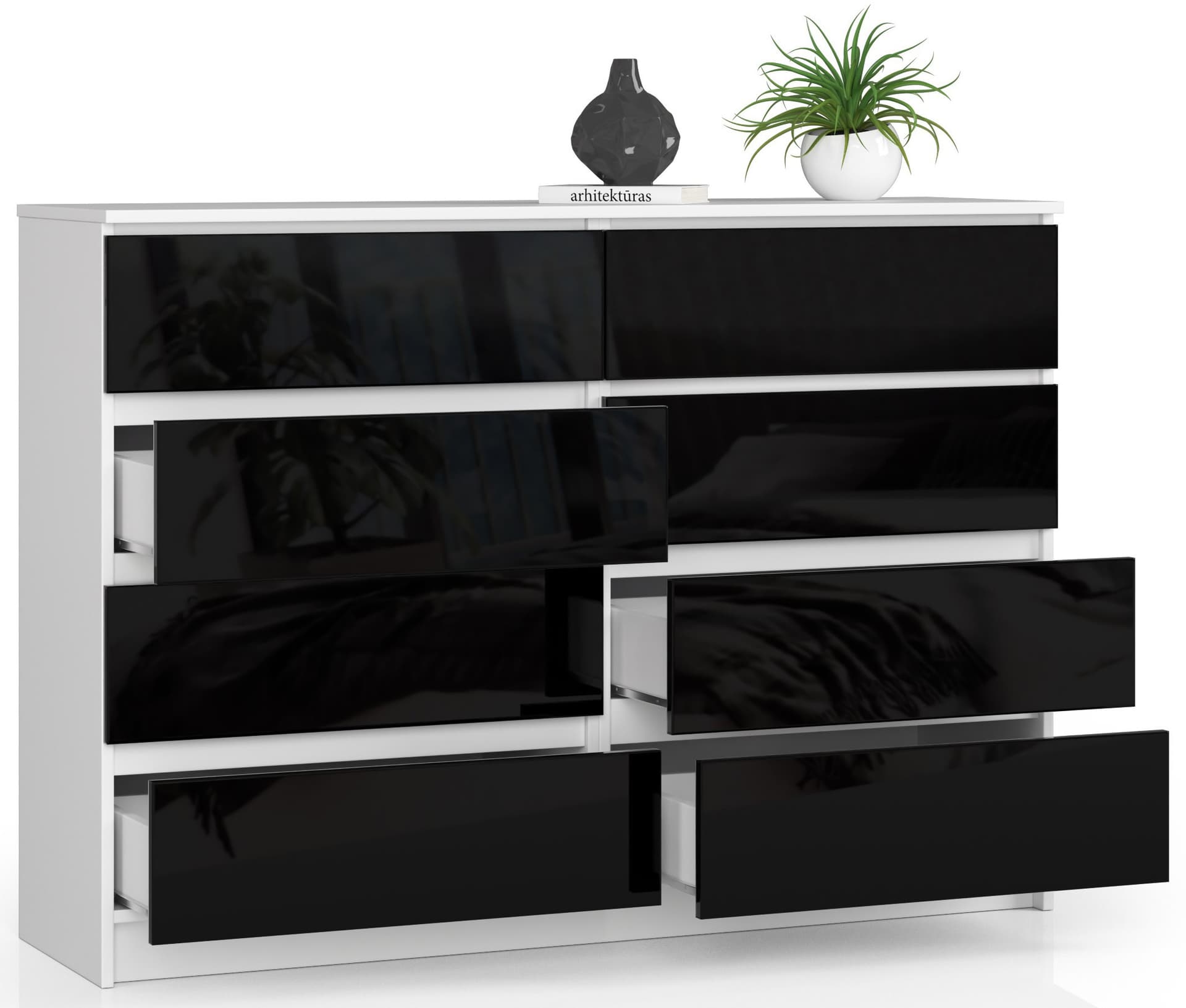 

KOMODA K140 8SZ CLP CZARNY POŁYSK