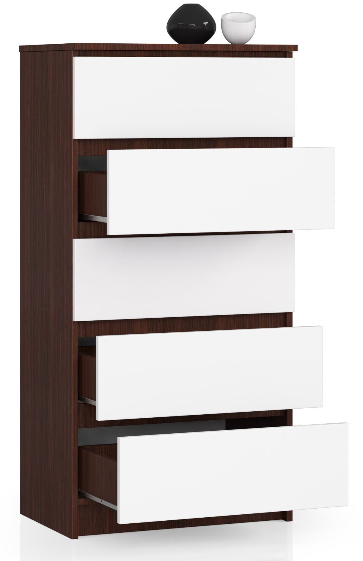

KOMODA K 60 cm 5 SZUFLAD WENGE / BIAŁA
