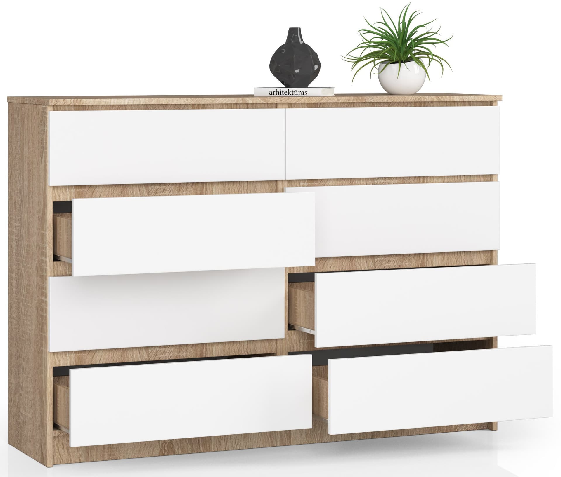 

KOMODA K140 8SZ CLP SONOMA / BIAŁA