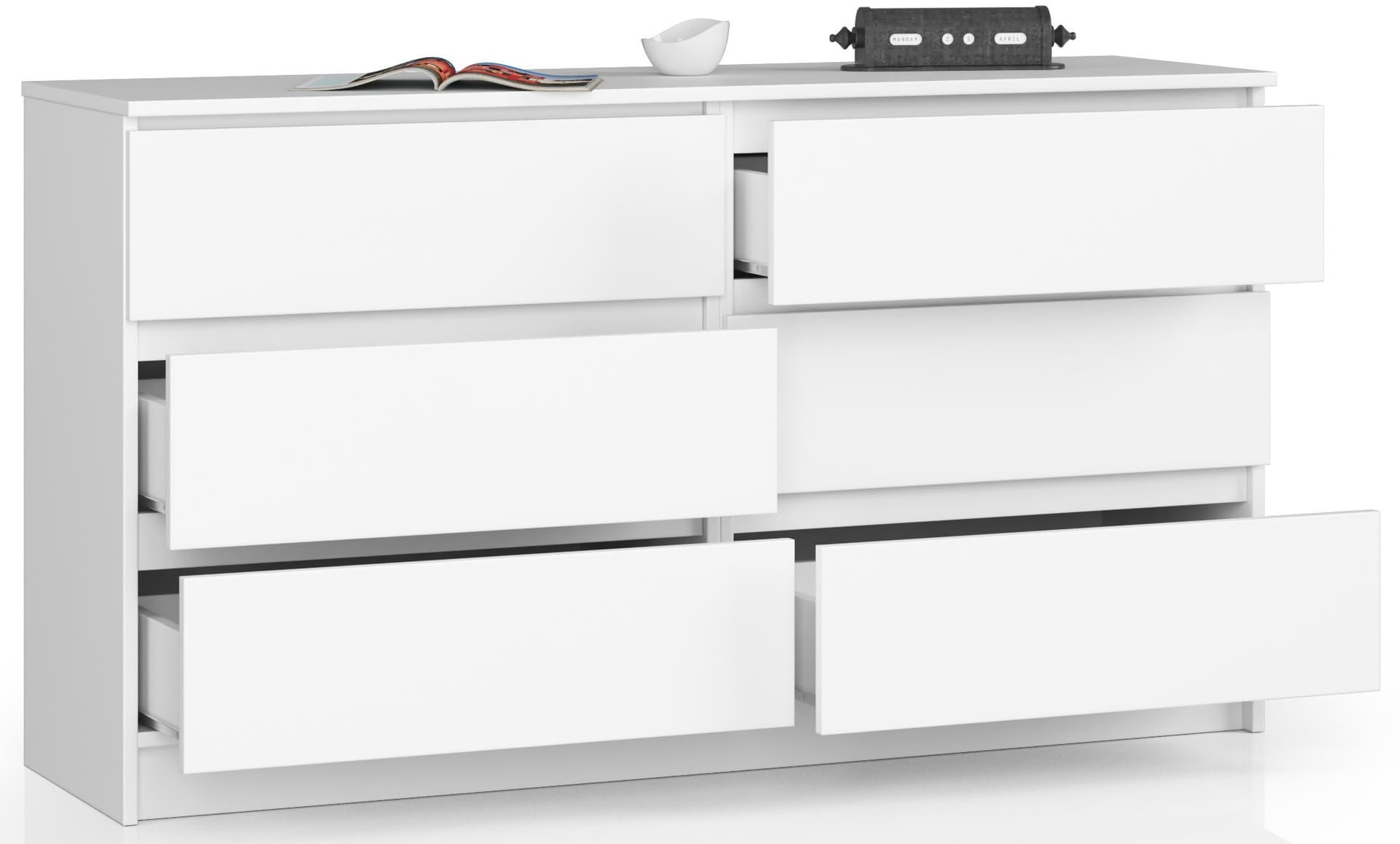 

KOMODA K 140 cm 6 SZUFLAD BIAŁA